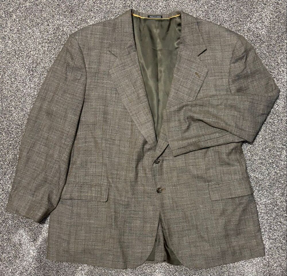 Alexander Lloyd Natural Exchange 52R Brown Plaid 3 Button Sport Coat Blazer